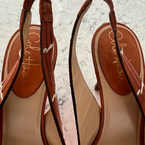 Cole Haan Orange Weave Leather Heels - Picture 6 of 7